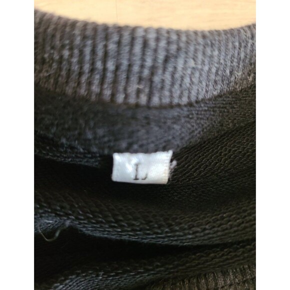 Black Oversized Sweatshirt L Drop Shoulder Raw Hem Casual Streetwear Pullover - Picture 3 of 8